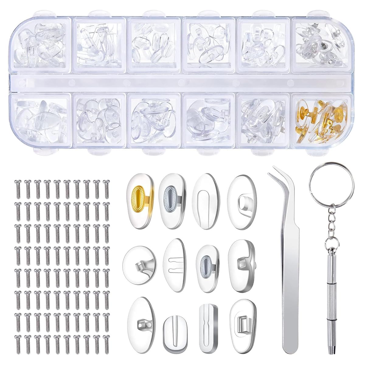MAYCREATE Eyeglass Nose Pads, Upgraded Glasses Nose Pad Replacement Kit with Screwdriver for Glasses Sunglasses 60 Pairs 12 Style Soft Comfortable MAYCREATE Eyeglass Nose Pads, Upgraded Glasses Nose Pad Replacement Kit with Screwdriver for Glasses Sunglasses 60 Pairs 12 Style Soft Comfortable